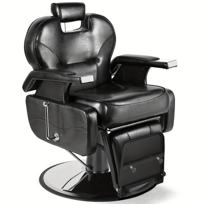 Black professional barber chair on a white background