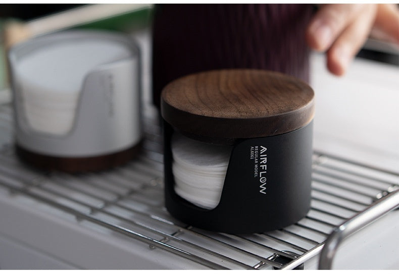 A silver and black Airflow Italian Coffee Filter Holder sold by WorkZen Interiors