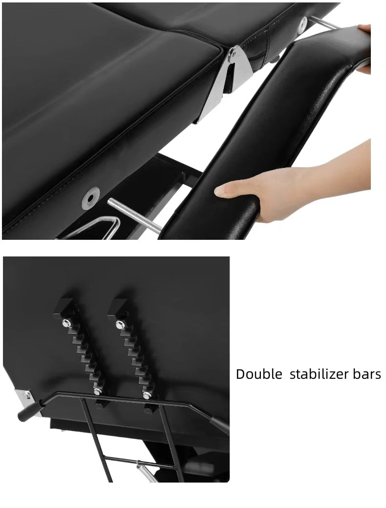 Components of a black aromatherapy massage bed sold by WorkZen Interior