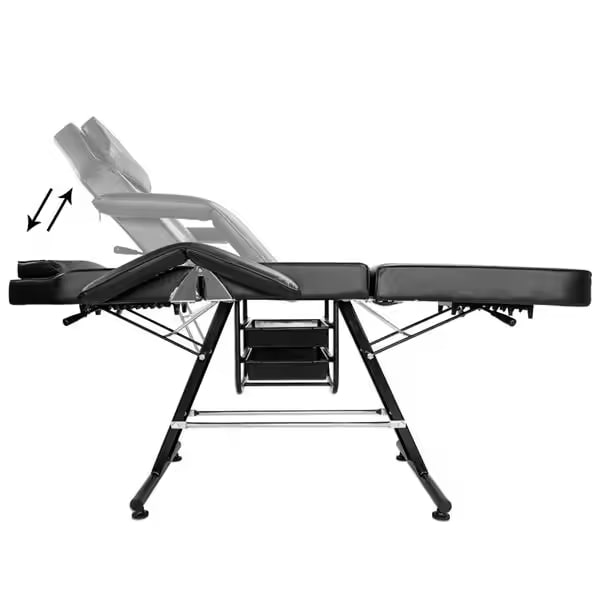 Recliner adjustable angles of a black aromatherapy massage bed sold by WorkZen Interior