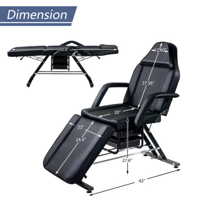 Dimensions of the aromatherapy massage bed sold by WorkZen Interior