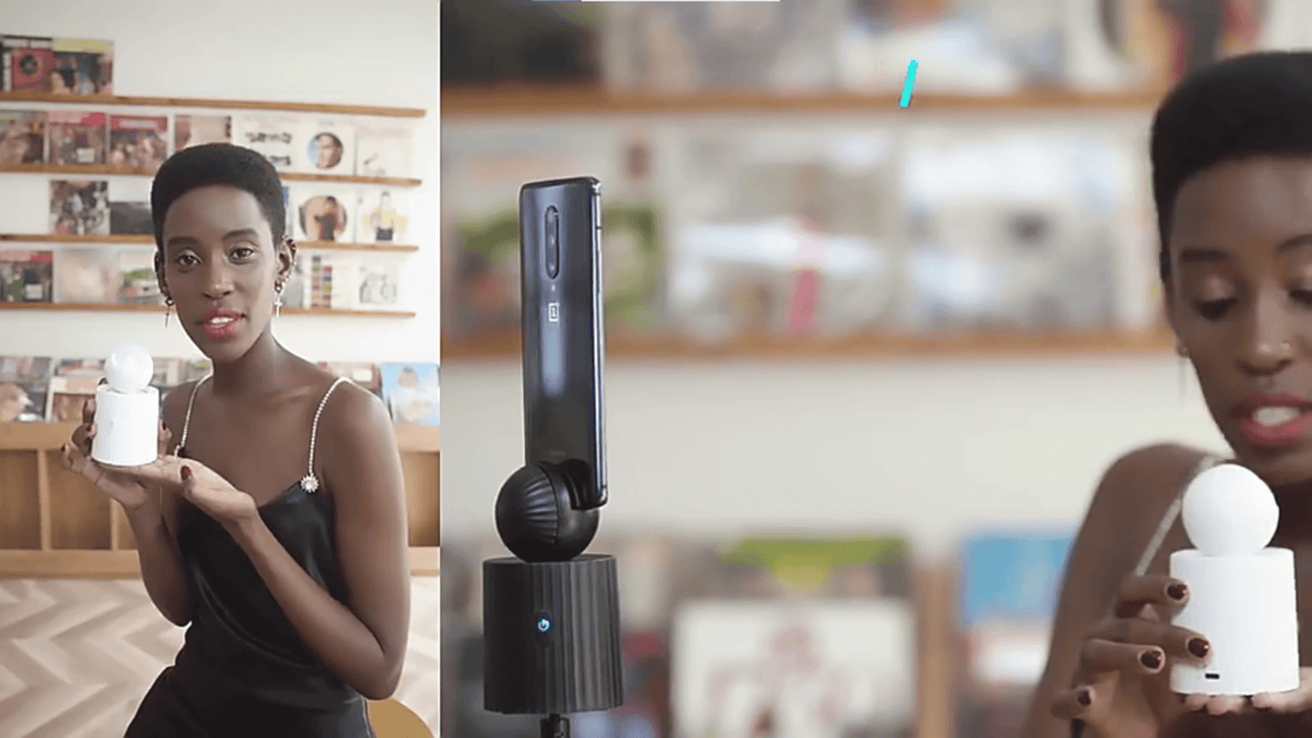 Black and white auto object tracking phone holders sold by WorkZen Interiors