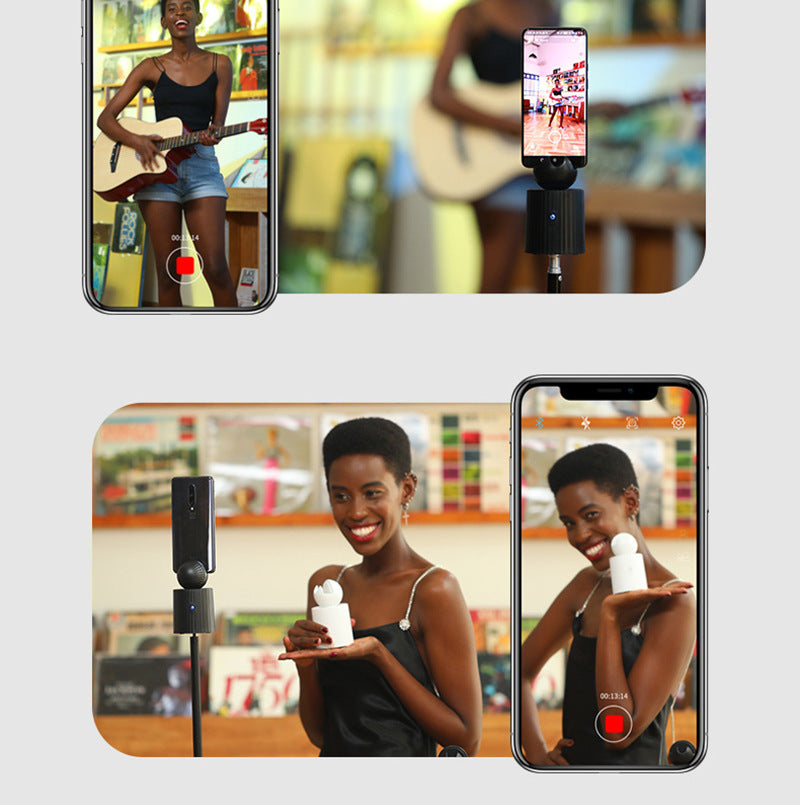 A black and white auto object tracking phone holders sold by WorkZen Interiors