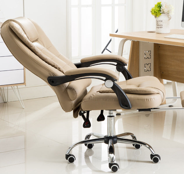 A beige Boston Reclining Office Chair With Footrest with aluminium legs sold by WorkZen Interiors
