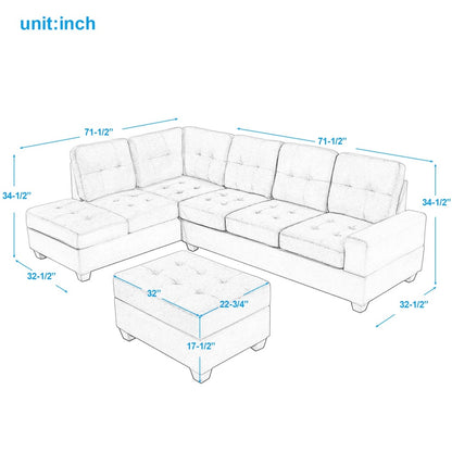 The dimension of a Bertinelli L Shaped Sectional Sofa sold by WorkZen Interiors 