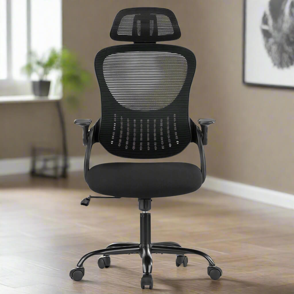 A black Mesh Back Office Desk Chair sold by WorkZen Interiors