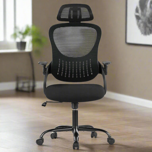 A black Mesh Back Office Desk Chair sold by WorkZen Interiors