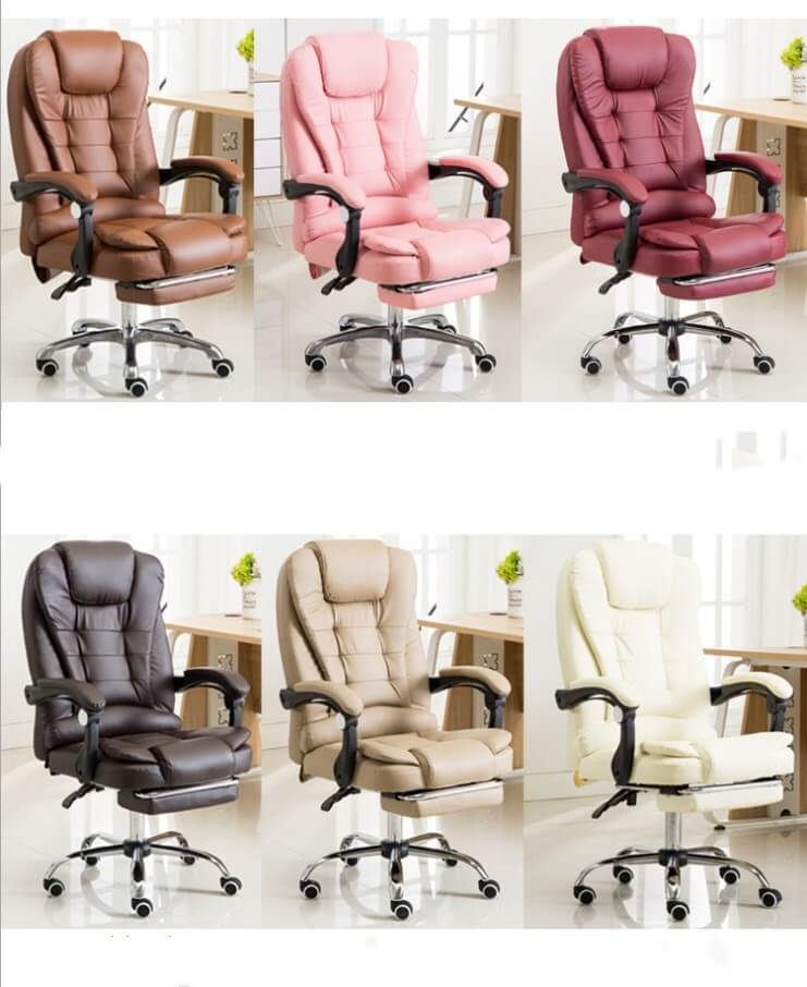 Different styles and colours of Boston Reclining Office Chair With Footrest with aluminium legs sold by WorkZen Interiors