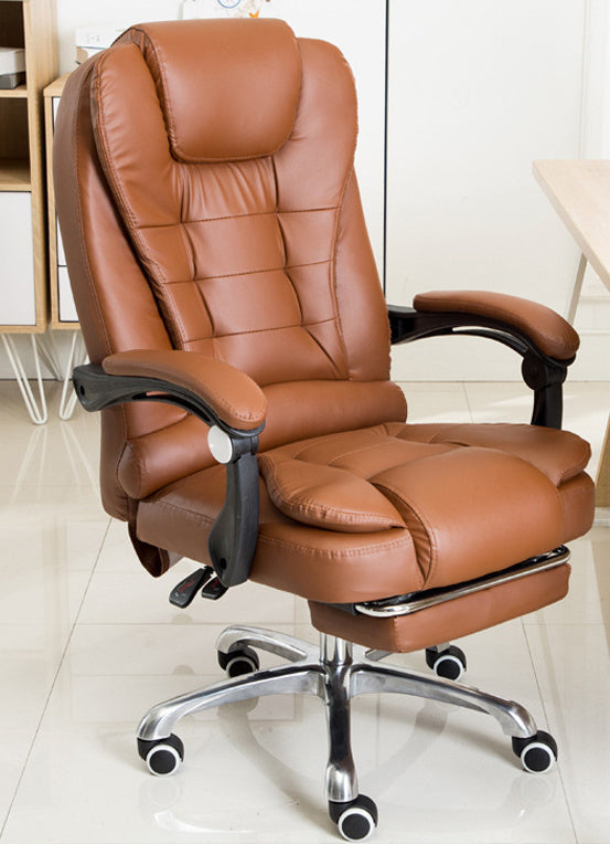 A brown Boston Reclining Office Chair With Footrest with aluminium legs sold by WorkZen Interiors