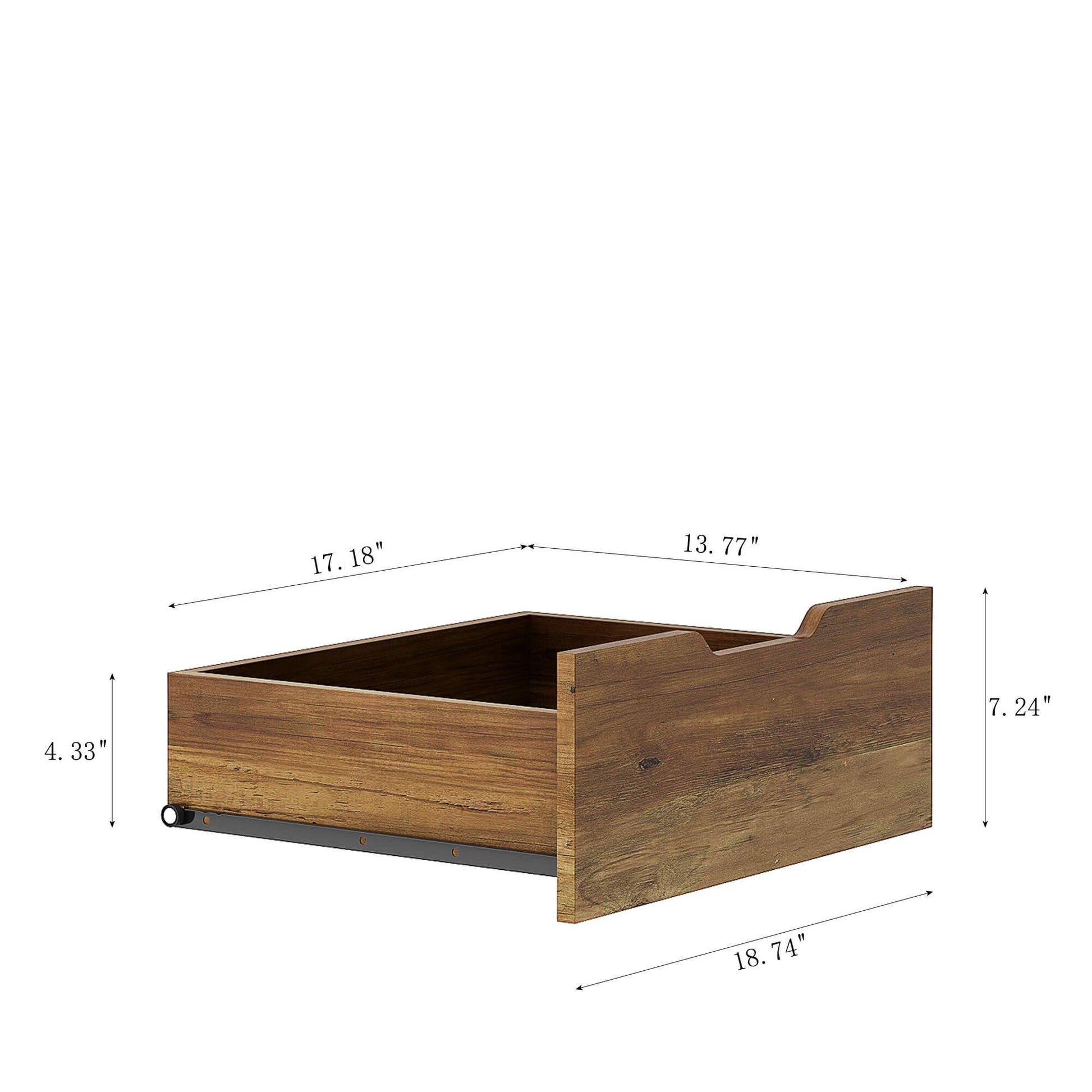 Dimensions of a drawer for a brown coat rack with shoe storage sold by WorkZen Interiors
