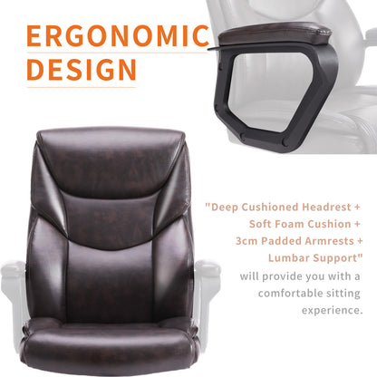 A brown leather office chair sold by WorkZen Interiors