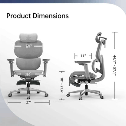 Dimension of the Gray High Back Office Chair sold by WorkZen Interiors