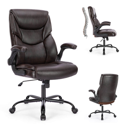 A brown leather office chair sold by WorkZen Interiors