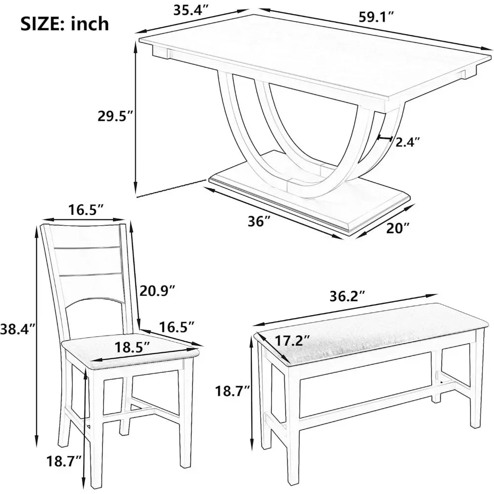 The dimensions of a Dining Room Table Set For 6 sold by WorkZen Interiors