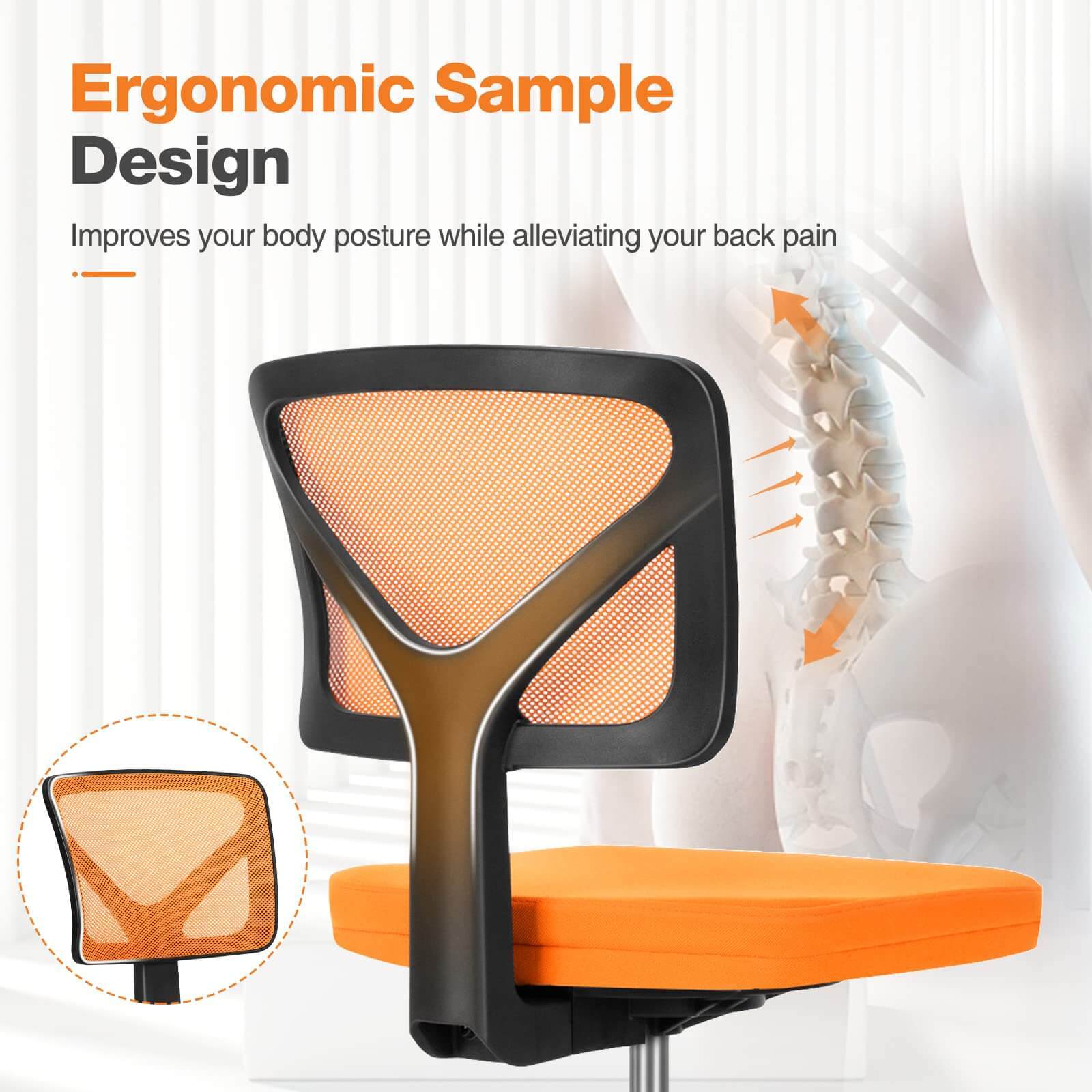 An orange Ergo Mesh Office Chair sold by WorkZen Interiors