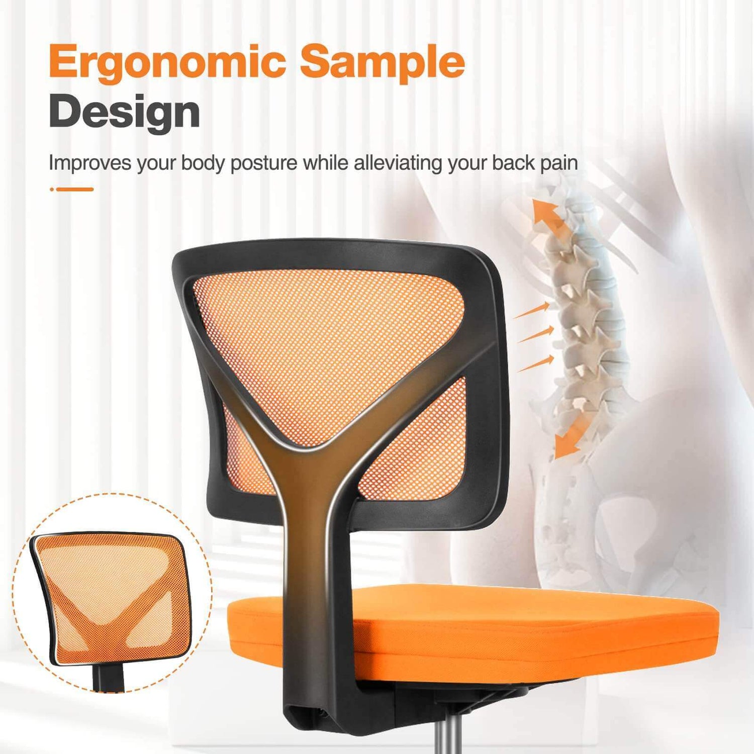 An orange Ergo Mesh Office Chair sold by WorkZen Interiors