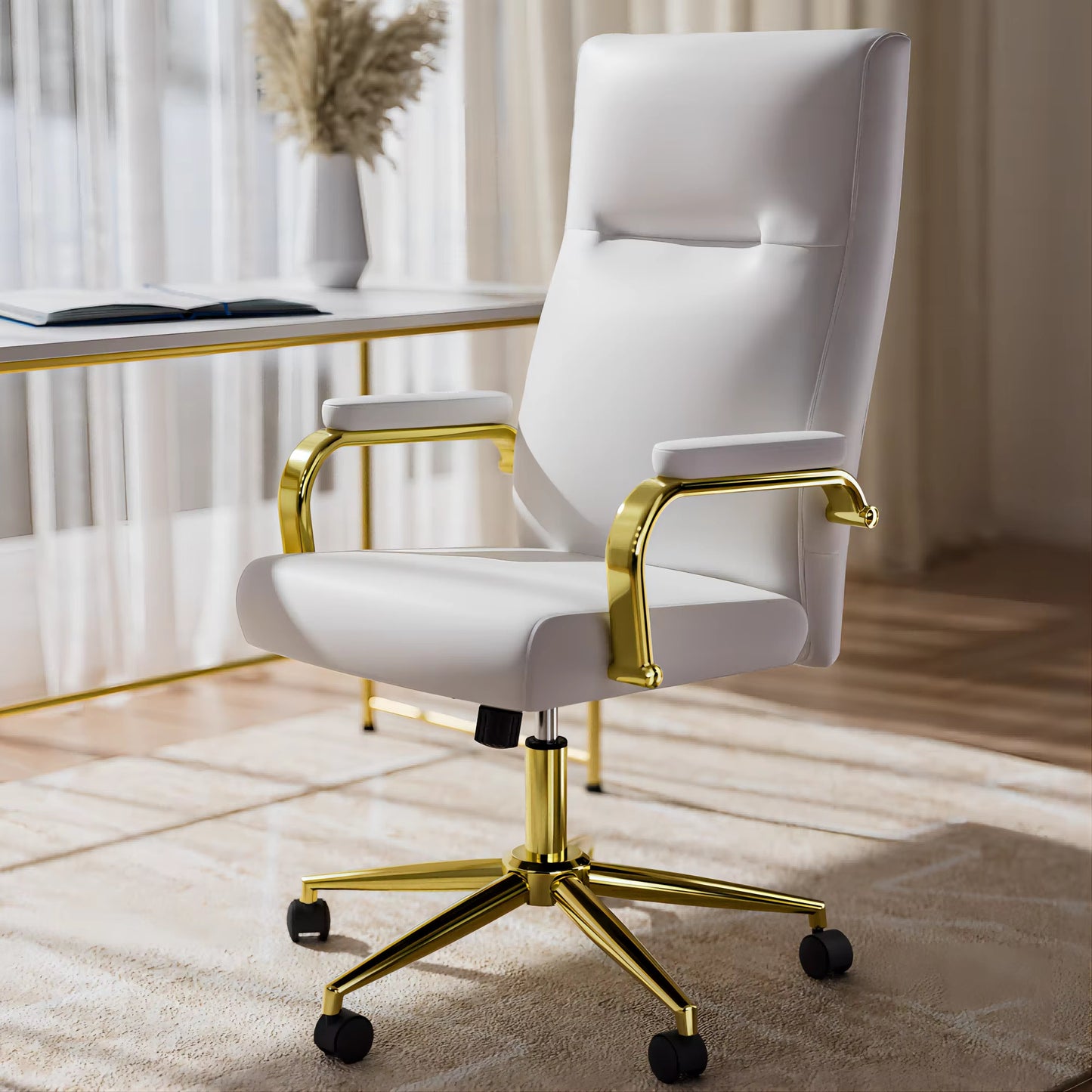A white Executive Office Desk Chair sold on WorkZen Interiors