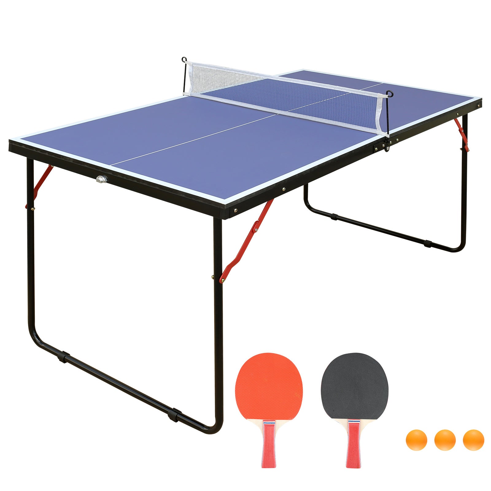 A blue foldable table tennis table sold by WorkZen Interiors