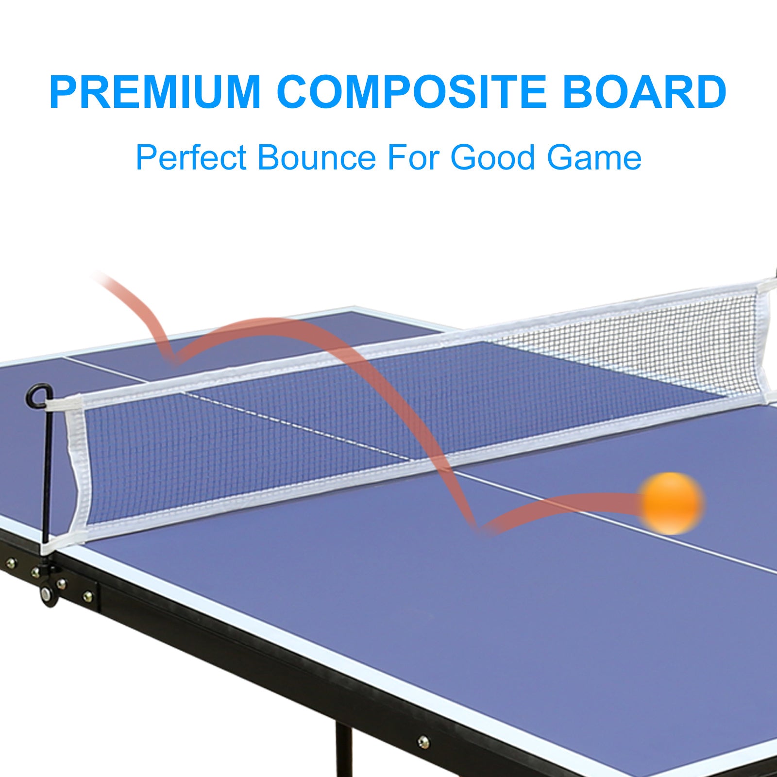 A blue foldable table tennis table sold by WorkZen Interiors