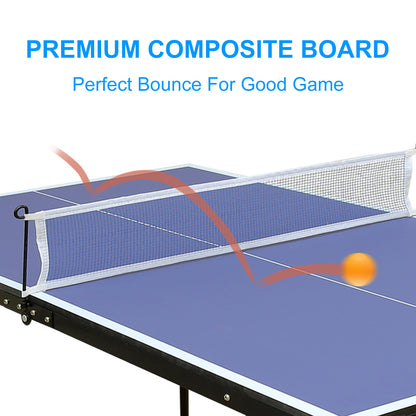 A blue foldable table tennis table sold by WorkZen Interiors