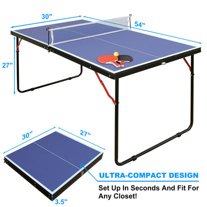 A blue foldable table tennis table sold by WorkZen Interiors