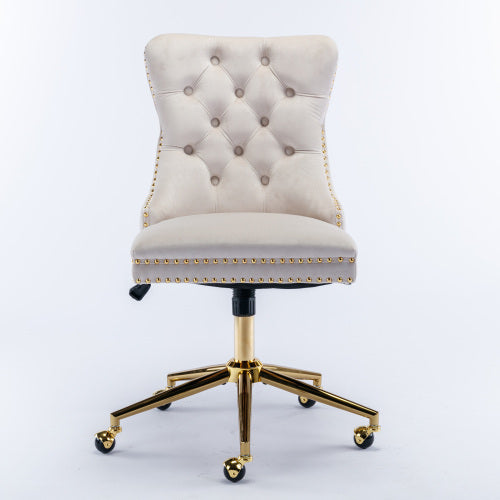 A white velvet office chair sold by WorkZen Interiors 