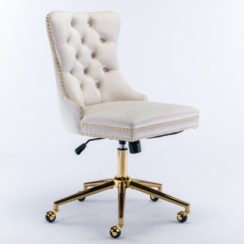 The side view of a white velvet office chair sold by WorkZen Interiors 