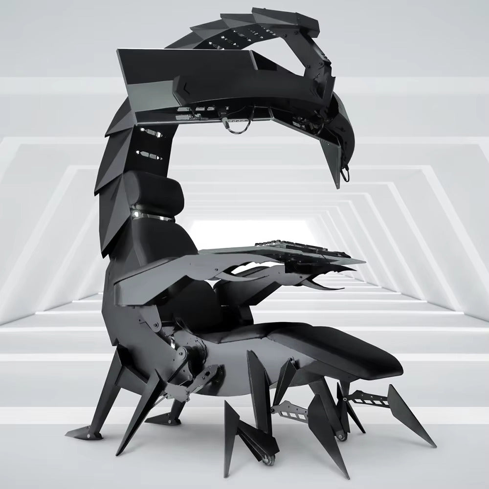 A scorpion gaming chair with unique design on a white background