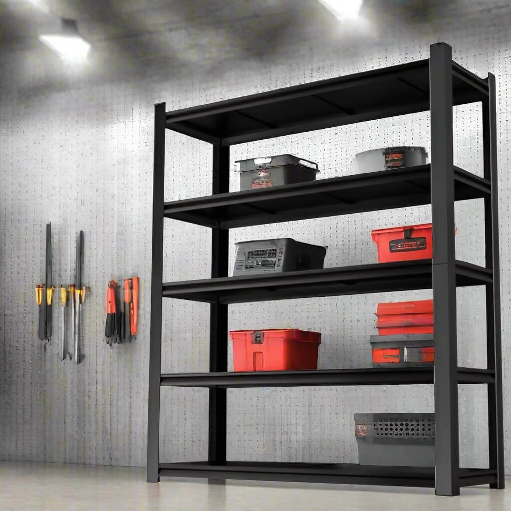 A Heavy Duty Black Metal Shelf sold by WorkZen Interiors