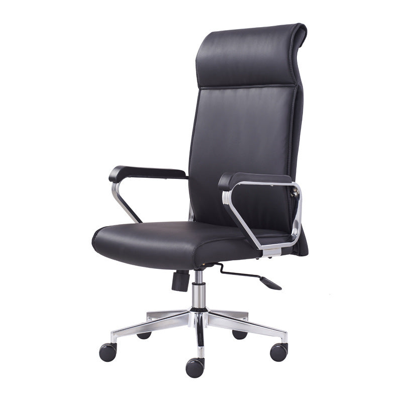 A black leather office chair sold on WorkZen Interiors