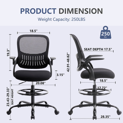 Dimensions of the black mesh back office desk chair sold by WorkZen Interiors