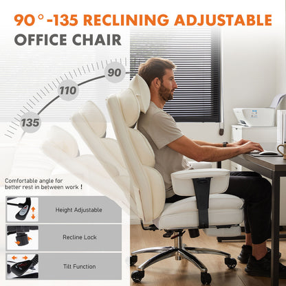The reclining function of a white executive office chair sold by WorkZen Interiors