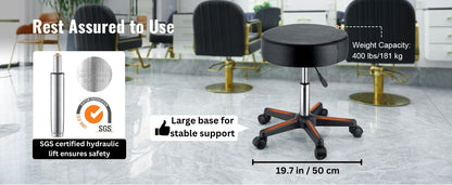 The dimension of a  leather stool with its SGS certified hydraulic lift