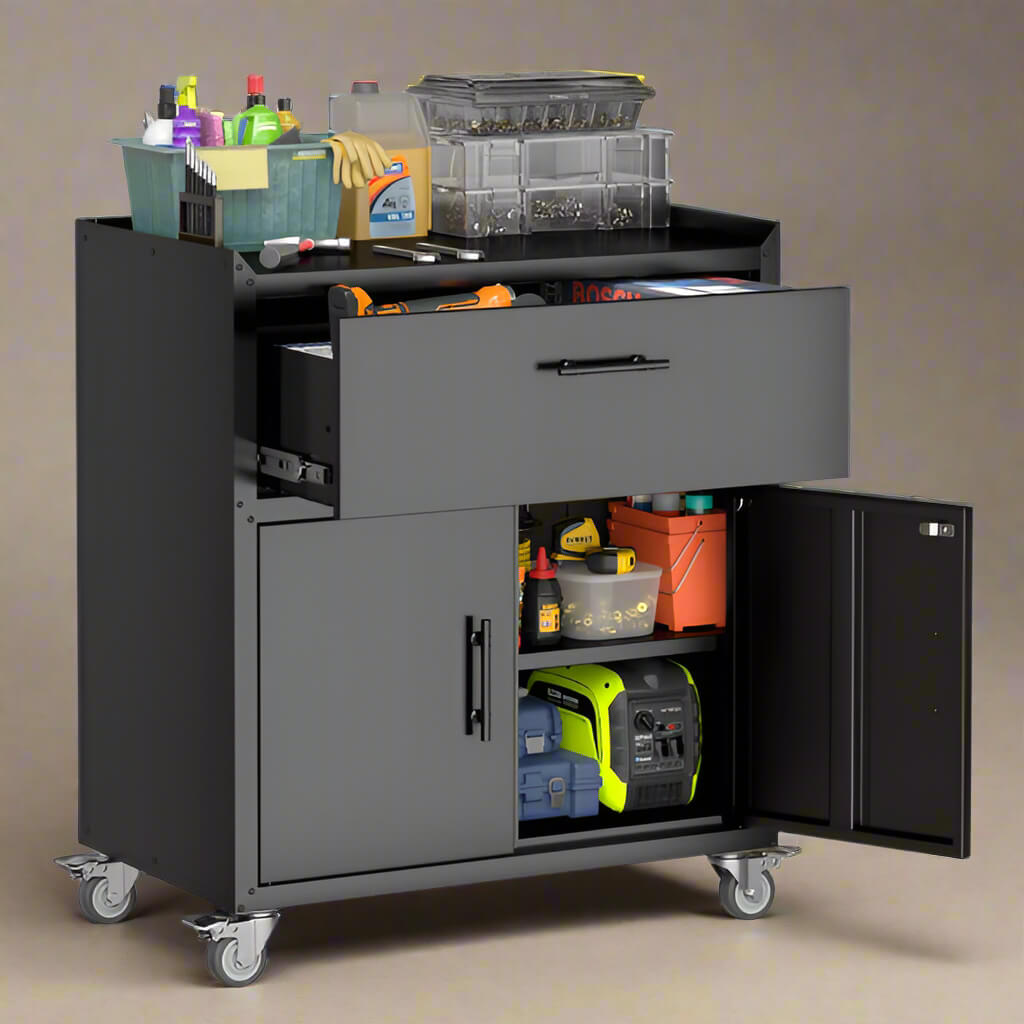 A Metal Storage Cabinet With Lock sold by WorkZen Interiors