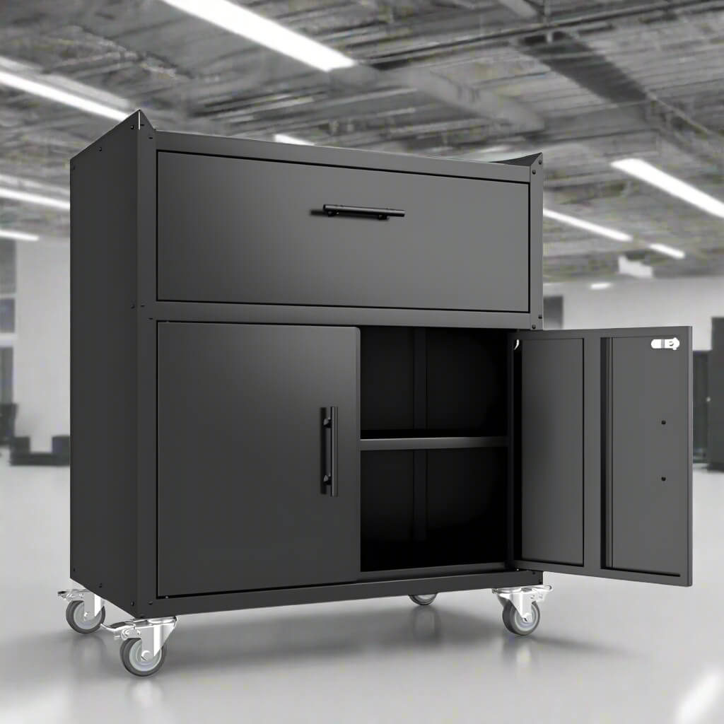 A Metal Storage Cabinet With Lock sold by WorkZen Interiors