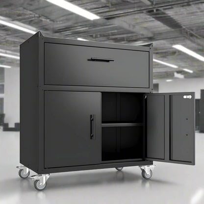A Metal Storage Cabinet With Lock sold by WorkZen Interiors