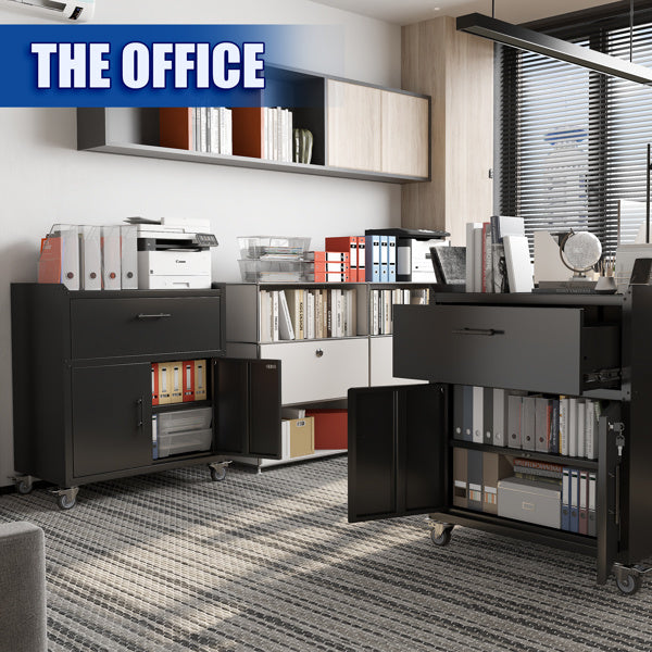 A Metal Storage Cabinet With Lock sold by WorkZen Interiors
