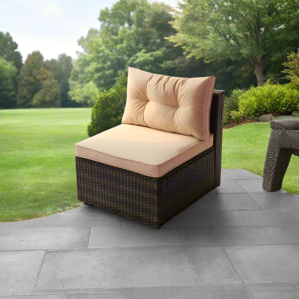 A sofa of a Patio Sectional Set sold by WorkZen Interiors