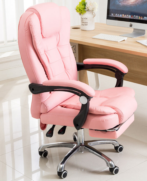 A pink Boston Reclining Office Chair With Footrest with aluminium legs sold by WorkZen Interiors
