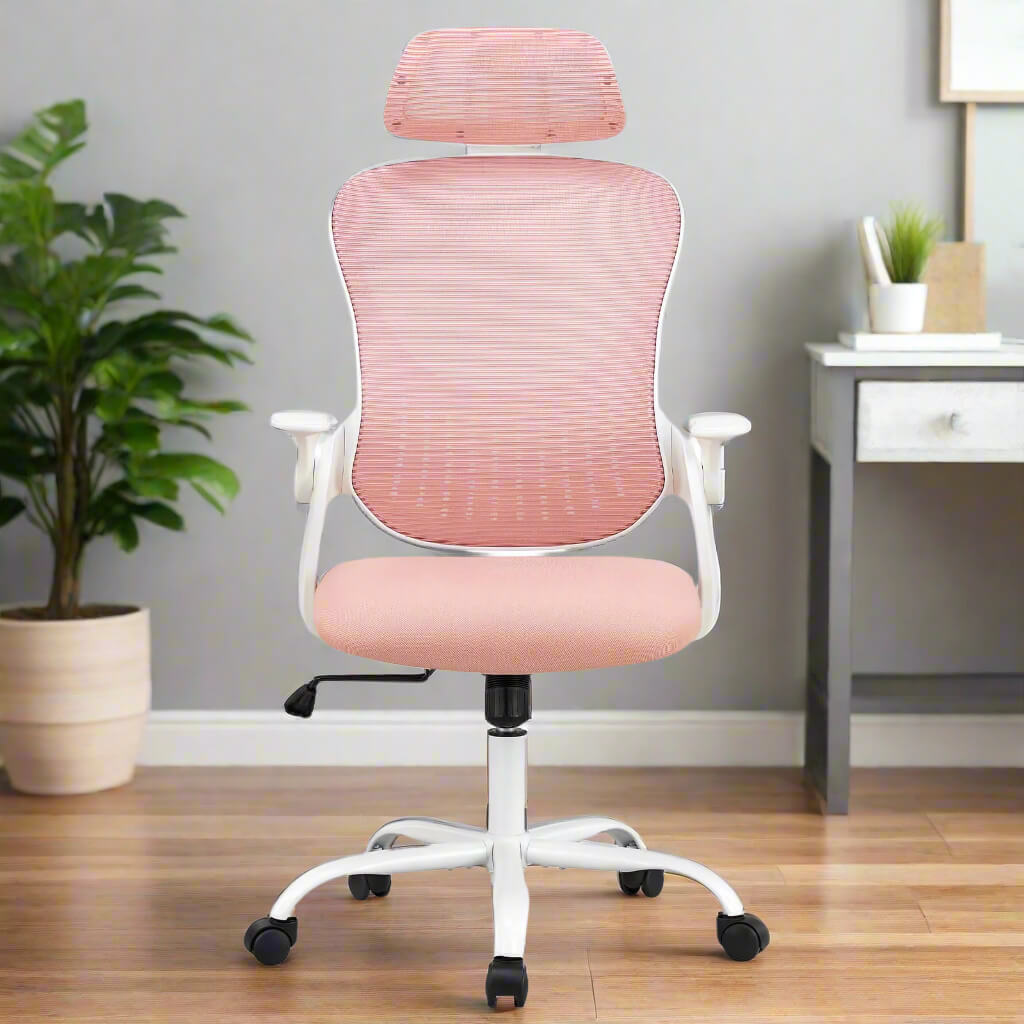 A  Pink Mesh Back Office Desk Chair  sold by WorkZen Interiors
