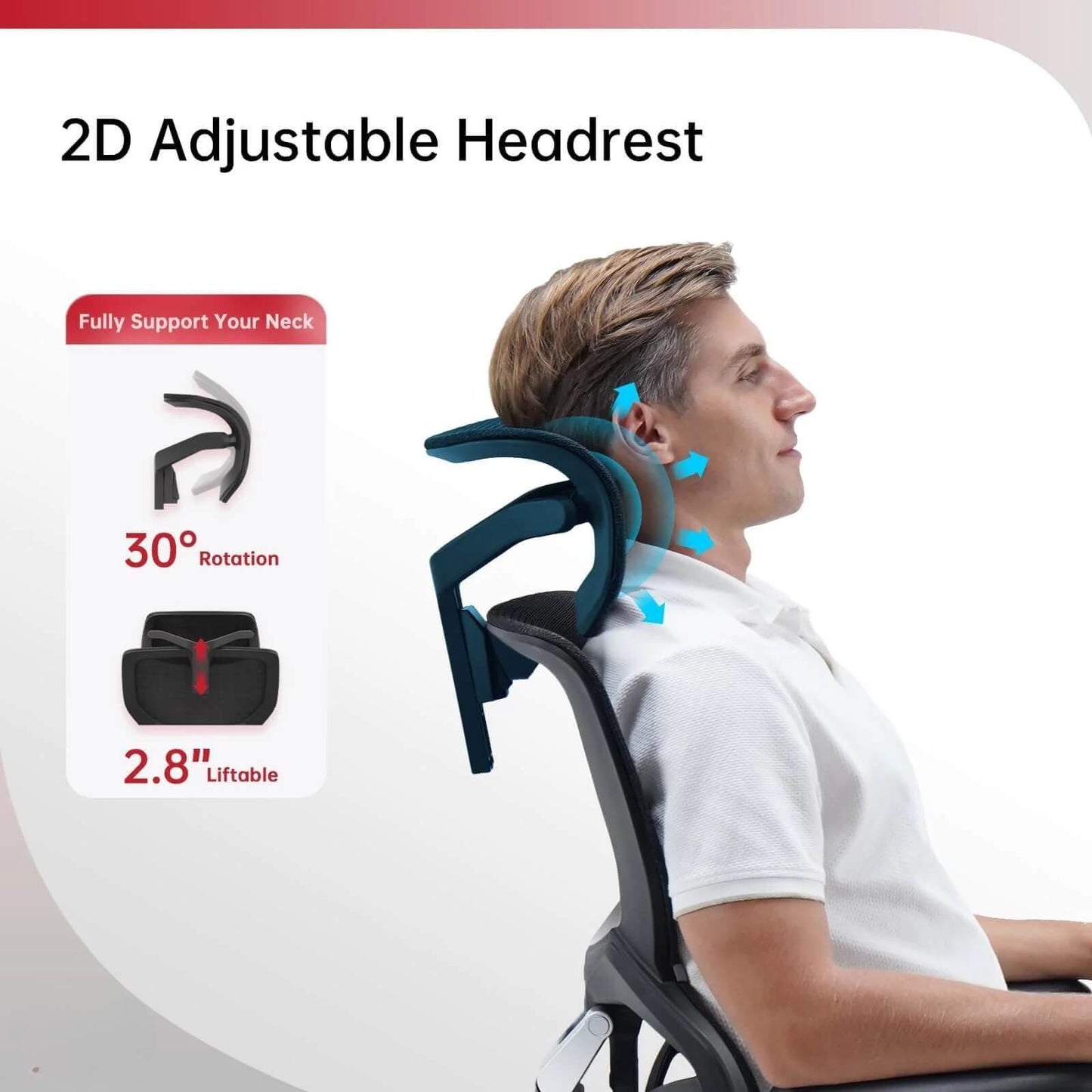 A black big and tall mesh office chair with a 2D adjustable headrest sold by WorkZen Interiors