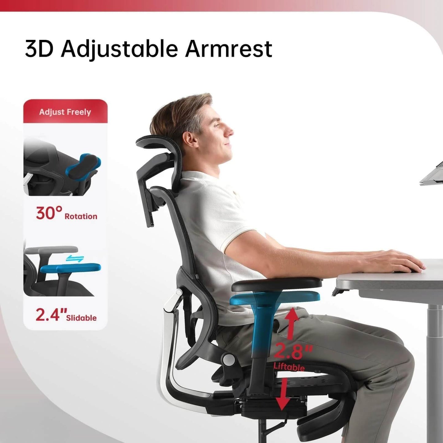 A man working in the office while using sitting on a black big and tall mesh office chair sold by WorkZen Interiors