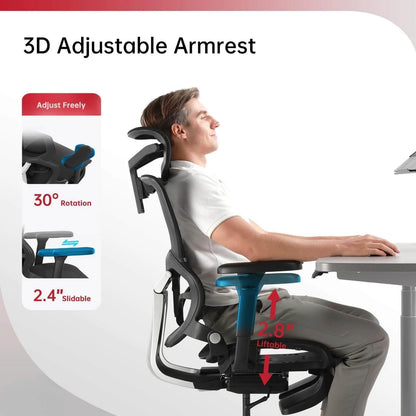 A man working in the office while using sitting on a black big and tall mesh office chair sold by WorkZen Interiors