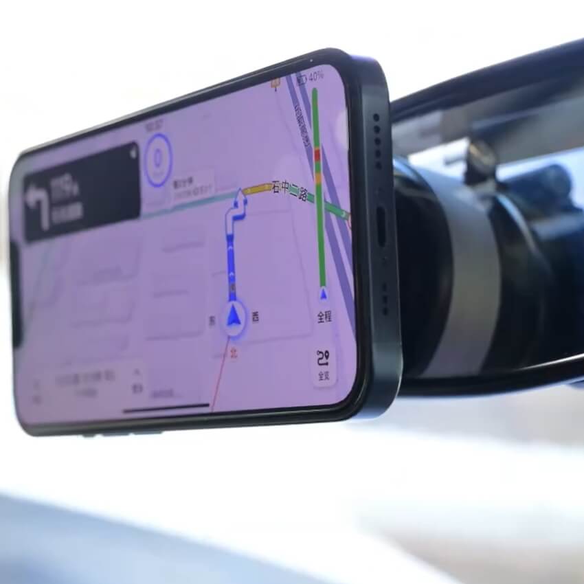 A black Magnetic Phone Holder sold by WorkZen Interiors