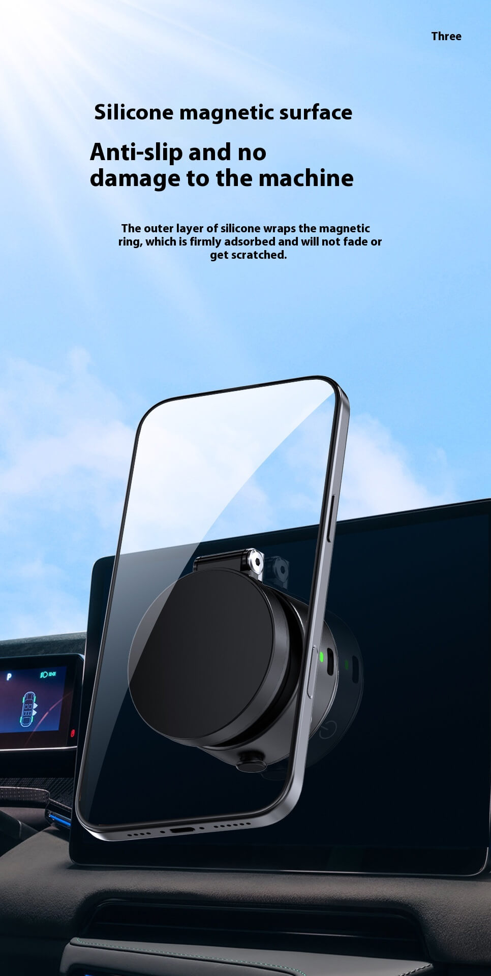 A black Magnetic Phone Holder sold by WorkZen Interiors