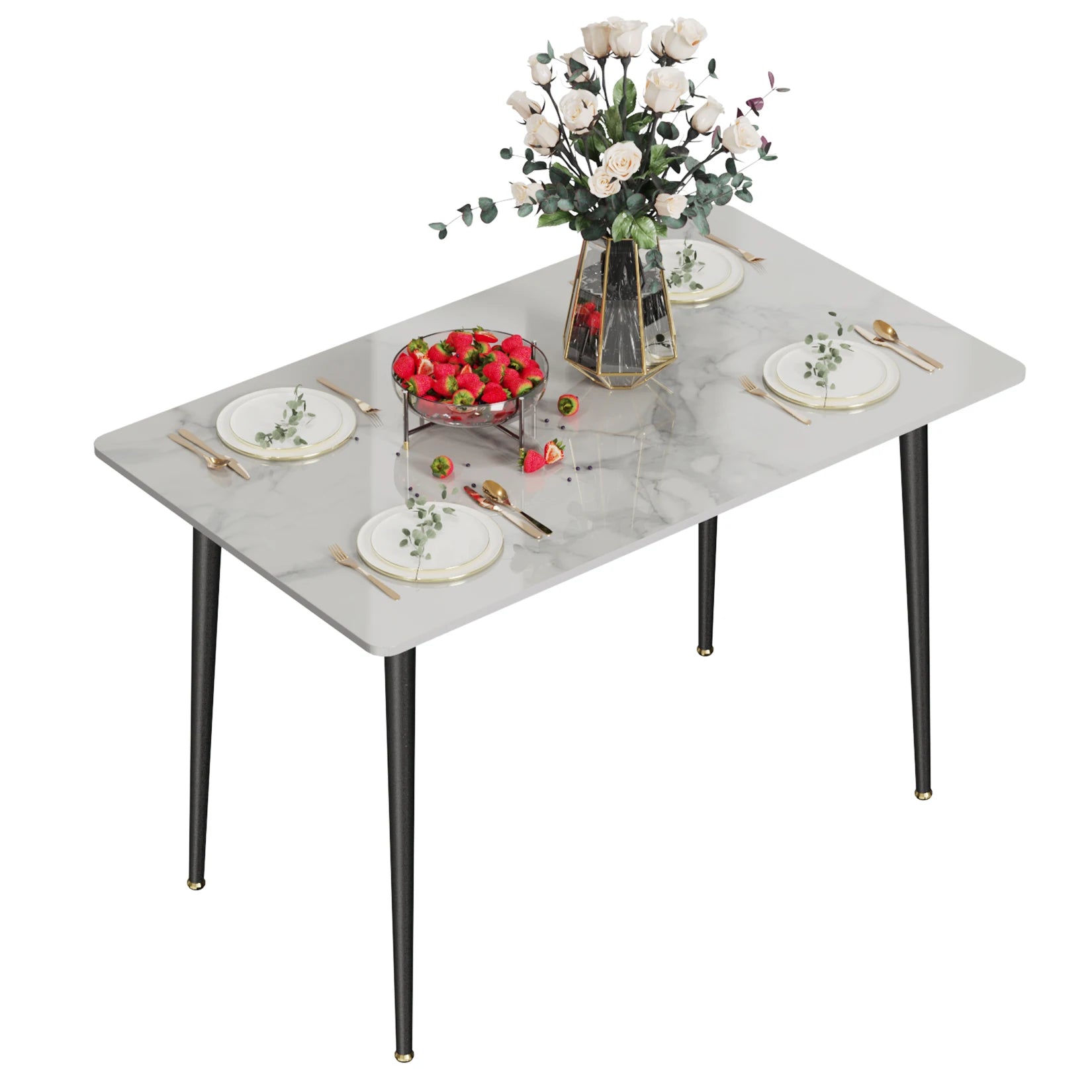 A rectangular marble cafeteria table sold by WorkZen Interiors