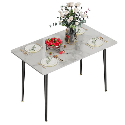 A rectangular marble cafeteria table sold by WorkZen Interiors