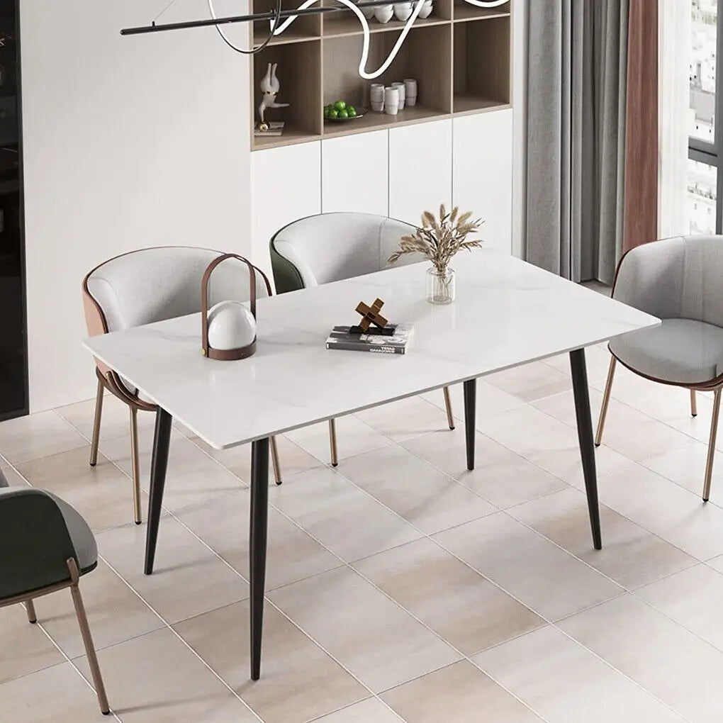 A rectangular marble cafeteria table and 4 chairs sold by WorkZen Interiors