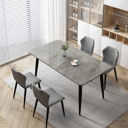 A rectangular marble cafeteria table and 4 chairs sold by WorkZen Interiors