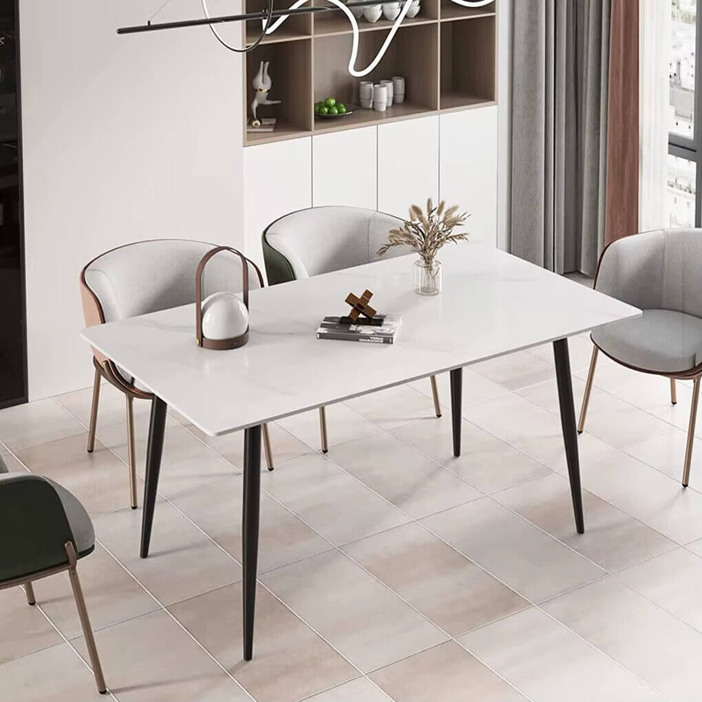 A rectangular marble cafeteria table and 4 chairs sold by WorkZen Interiors
